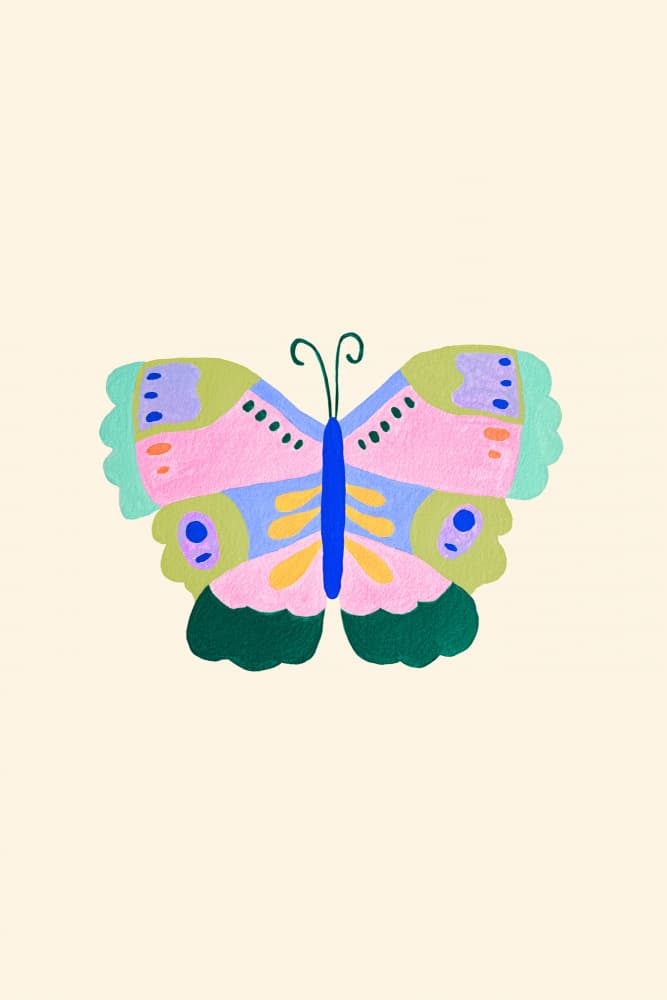 Colorful Butterfly Illustration by Karen Menzenbach — canvas wall art