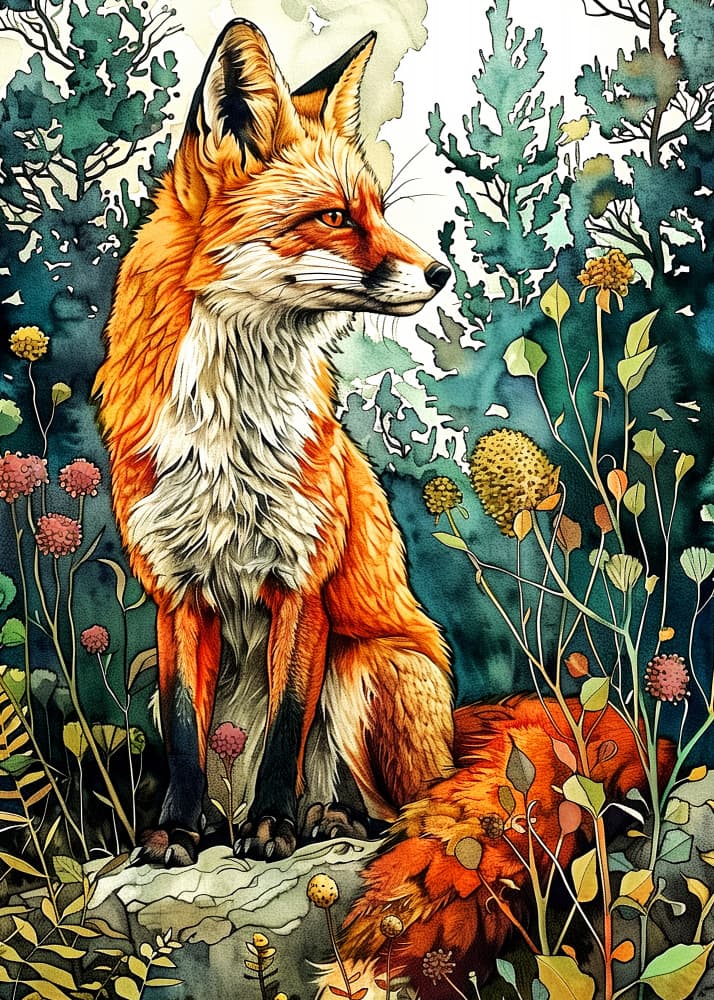 Red Fox in Woods by Justyna Jaszke — canvas wall art