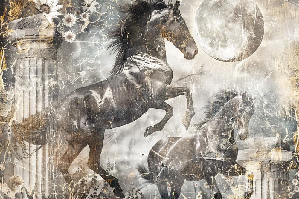 Horse Animal Vintage Art Illustration Wallart 14 by Rafal Kulik — canvas wall art
