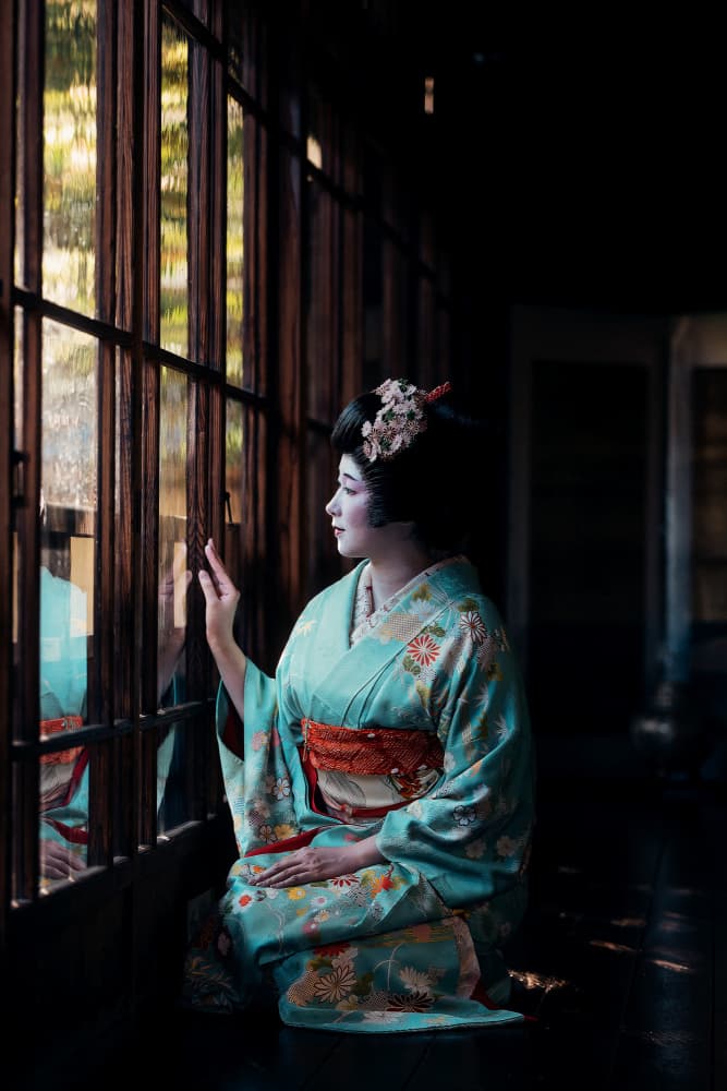 Maiko by Window Light by Yuzo Fujii — canvas wall art