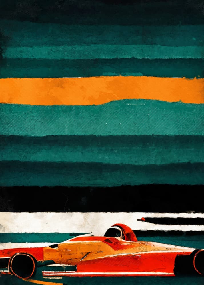 Vibrant F1 Racing by Justyna Jaszke — canvas wall art