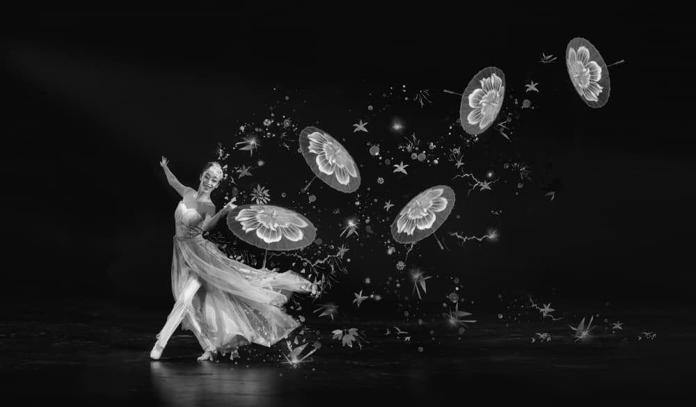 Ethereal Dancer and Umbrellas by ANNA AN — canvas wall art