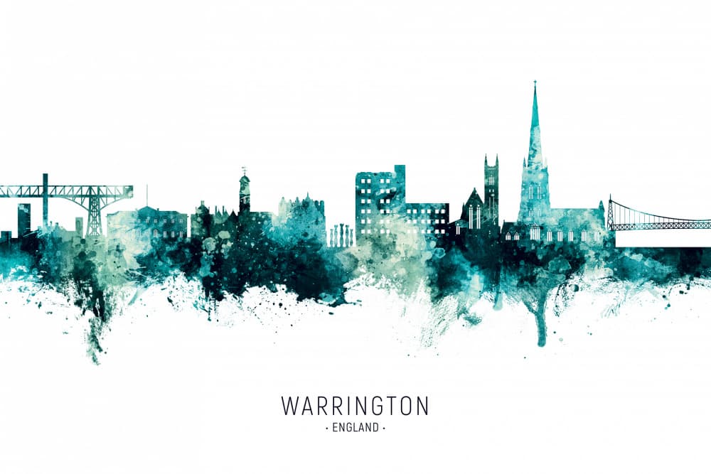 Warrington England Skyline by Michael Tompsett — canvas wall art