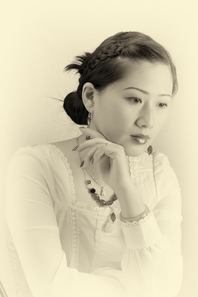 Thoughtful Asian Elegance by James Zhen Yu — canvas wall art