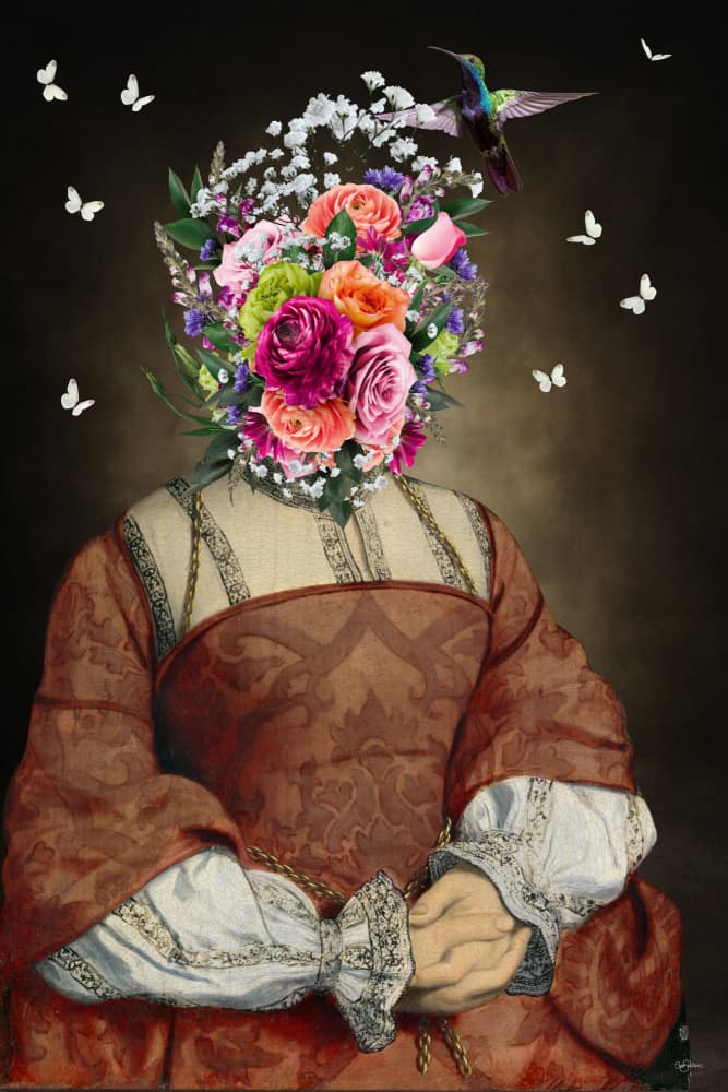 Elegant Floral Head Portrait by Sue Skellern — canvas wall art