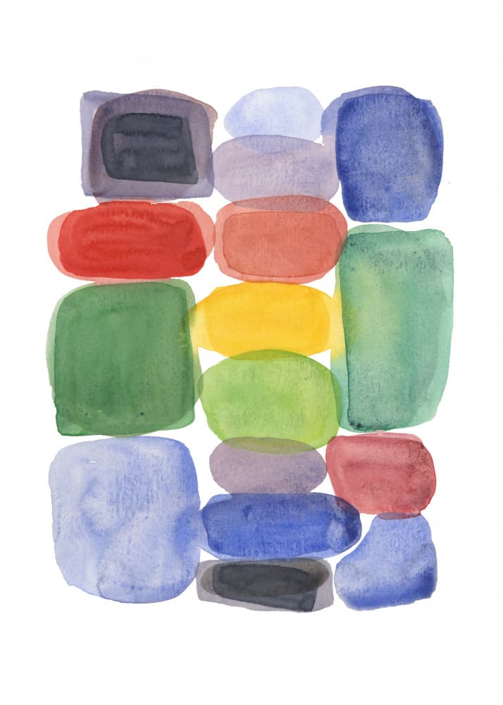 Colorful Stacked Shapes by Louise van Terheijden — canvas wall art