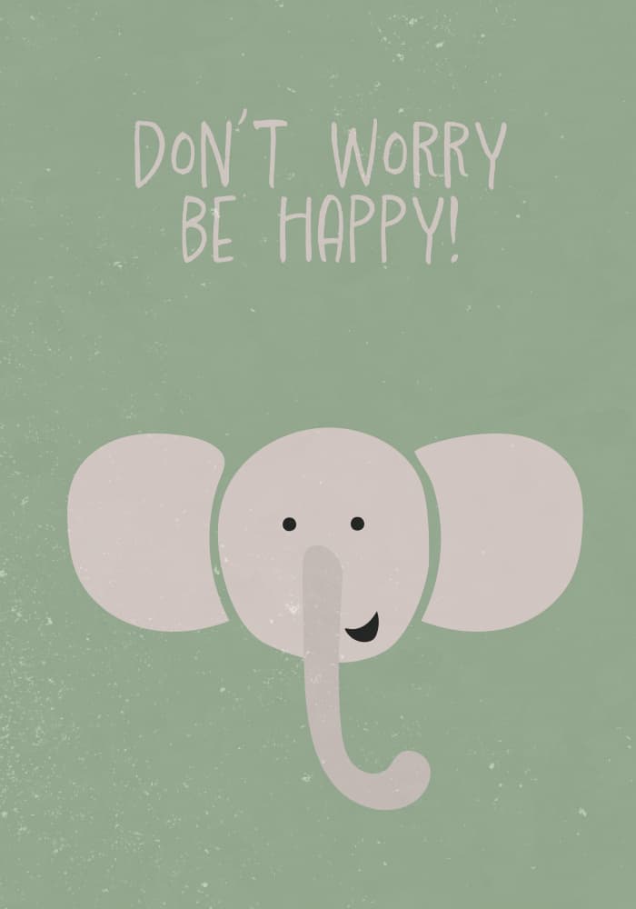 Happy Elephant Message by Sarah Manovski — canvas wall art