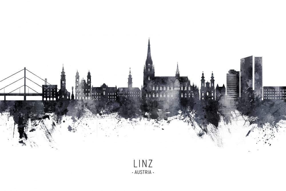 Linz Austria Skyline by Michael Tompsett — canvas wall art