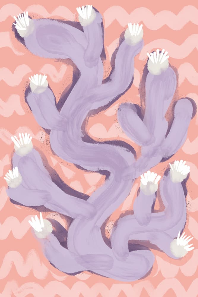 Purple Cactus Dance by Treechild — canvas wall art