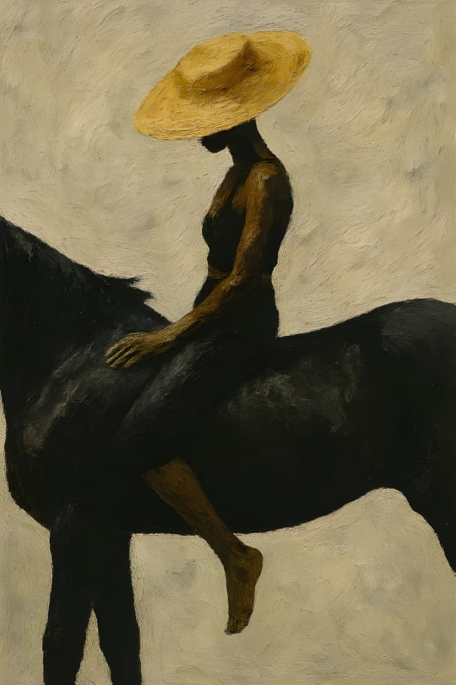 Golden Hat Horse Rider by HUGO — canvas wall art