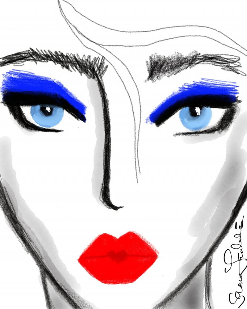 Blue Eyes Red Lips by Sanna Jarlelind — canvas wall art
