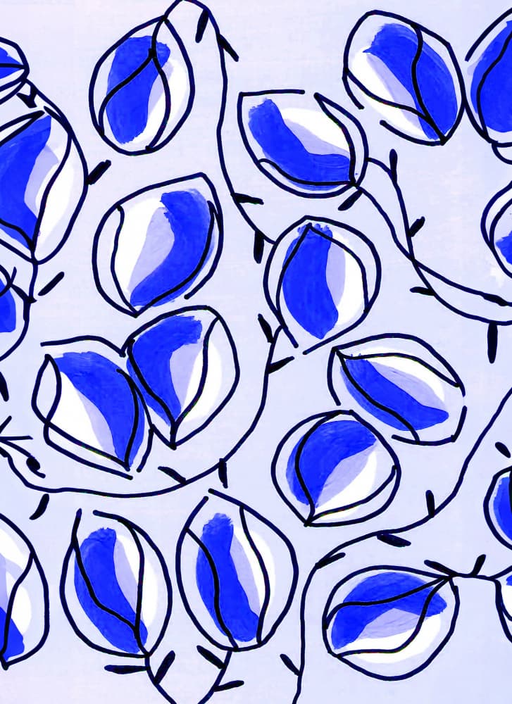 Organic Blue Leaves by Lori Ann Folz — canvas wall art