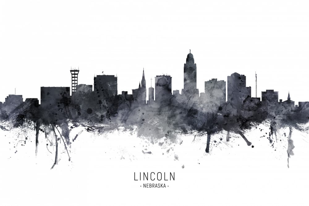 Watercolor Lincoln Cityscape by Michael Tompsett — canvas wall art
