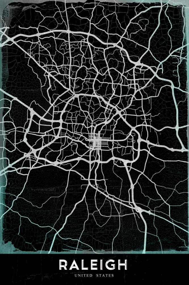 Raleigh City Map by StudioSix — canvas wall art