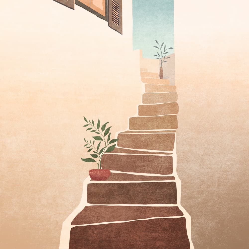 Serene Stairway by Emel Tunaboylu — canvas wall art