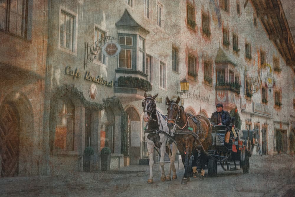Old Town Horse Carriage by Anette Ohlendorf — canvas wall art