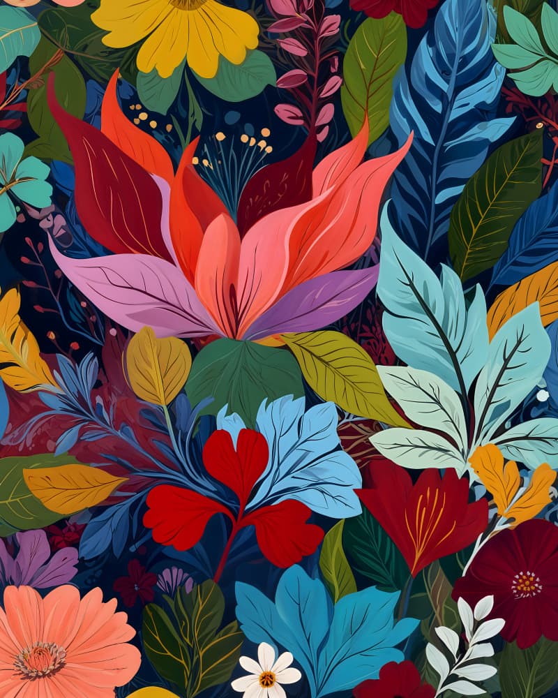 Vibrant Tropical Floral by Uma Gokhale — canvas wall art