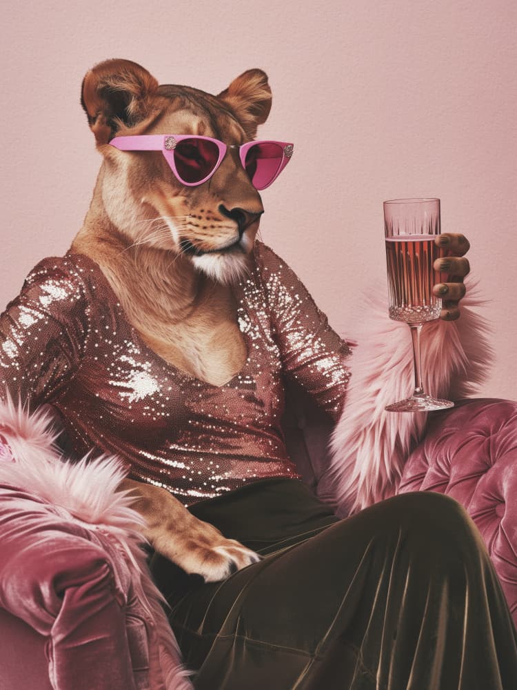 Pink Lioness Party by Andreas Magnusson — canvas wall art