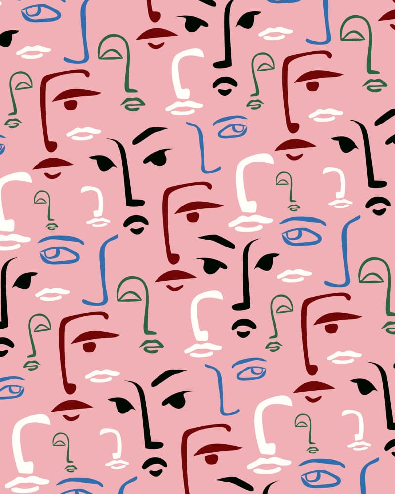 Pink Abstract Faces by Kintsugi99 — canvas wall art