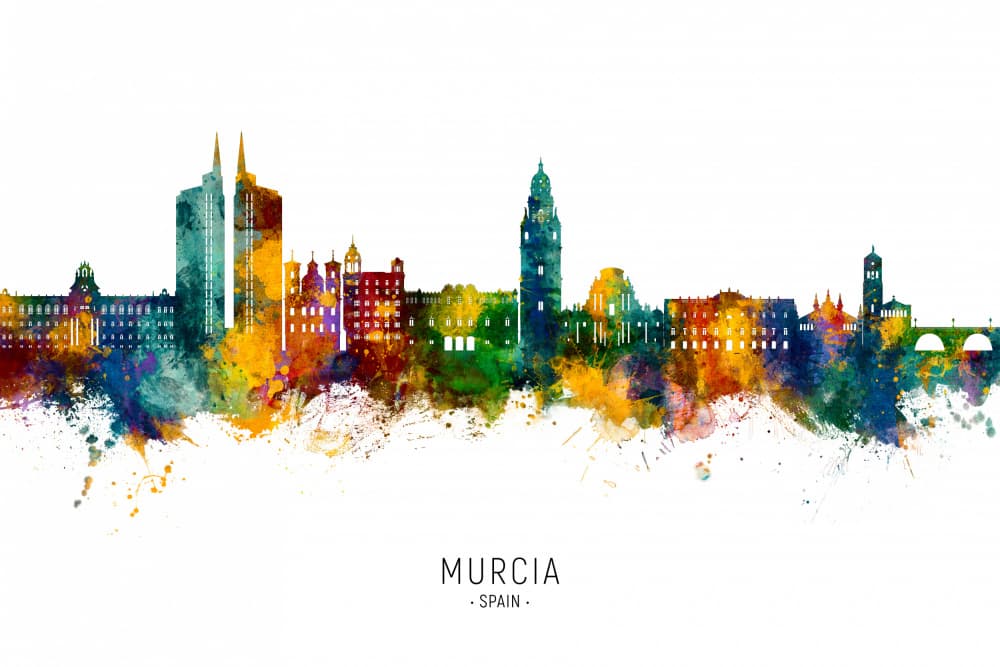 Colorful Murcia Skyline by Michael Tompsett — canvas wall art