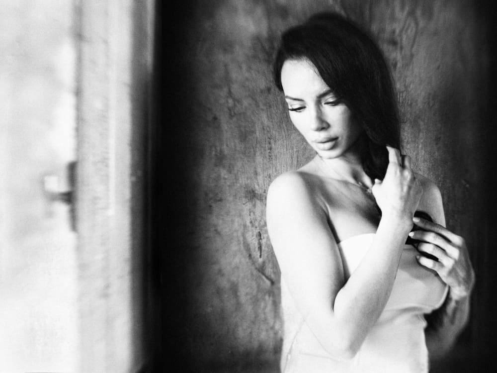 Pensive Monochrome Woman by Marius Cinteza — canvas wall art