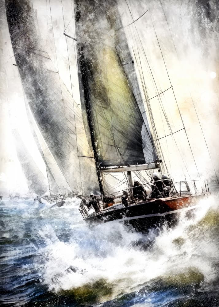 Stormy Sailboat Race by Justyna Jaszke — canvas wall art