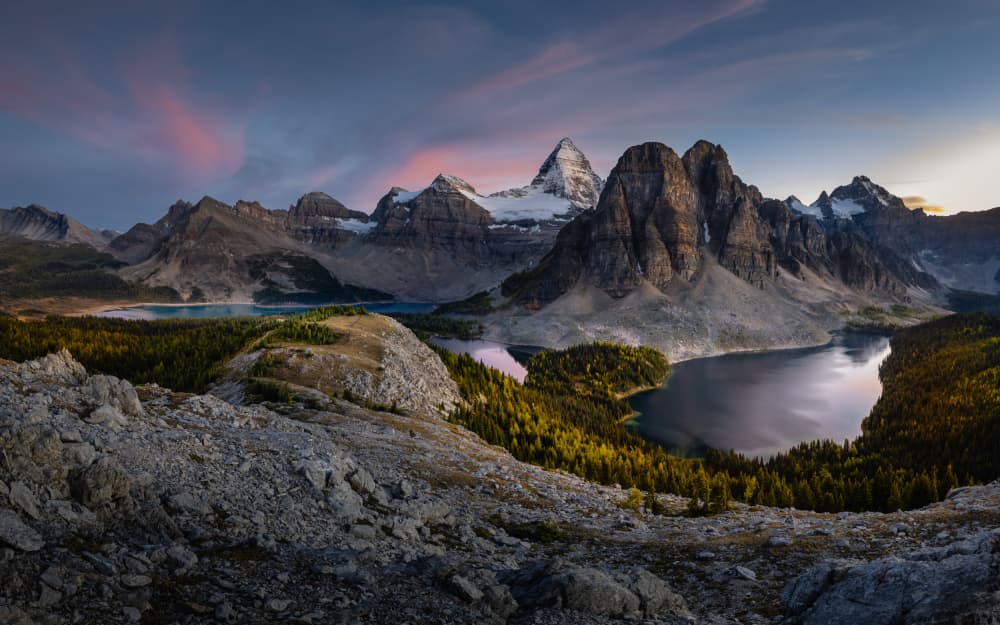 Twilight Mountain Lakes by Li Ying — canvas wall art