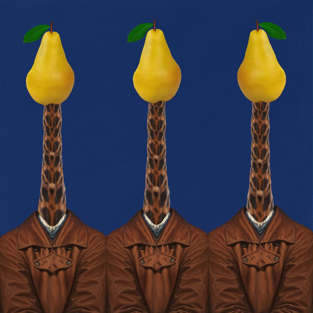 Surreal Pear Gentlemen by Collage Malage — canvas wall art