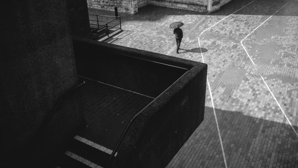 Solitary Man Umbrella by Markos Tsoukalas — canvas wall art