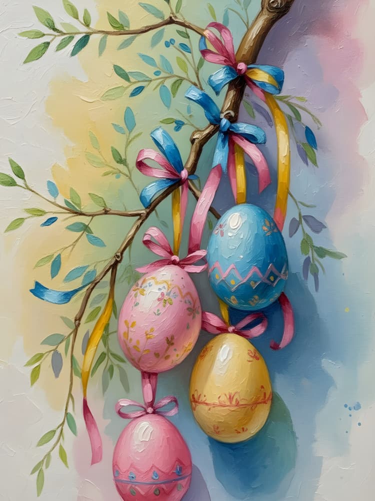Colorful Easter Eggs by HUGO — canvas wall art