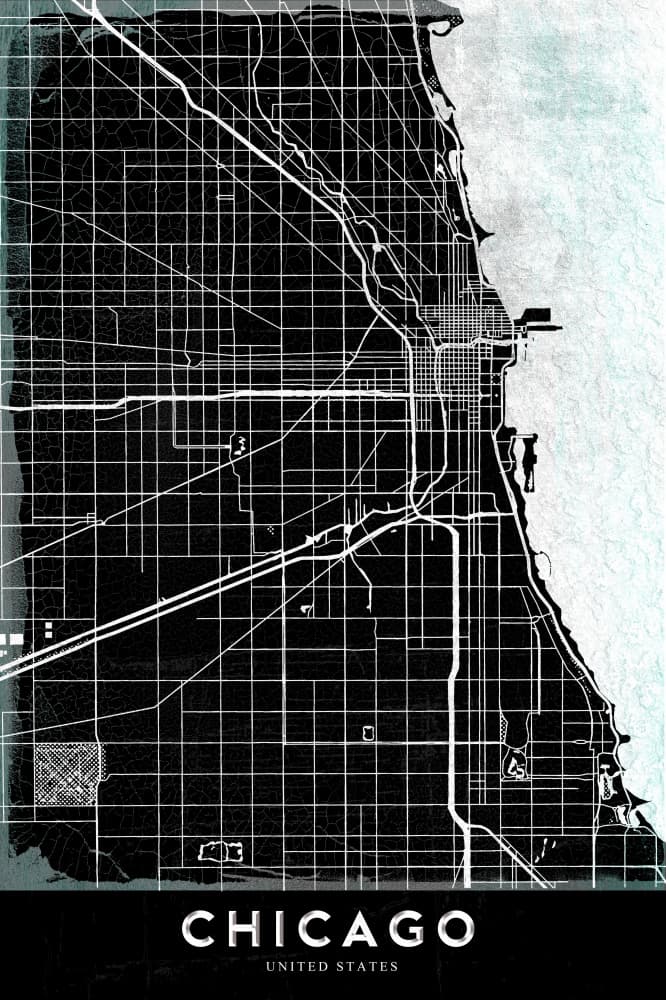 Minimalist Chicago City Map by StudioSix — canvas wall art