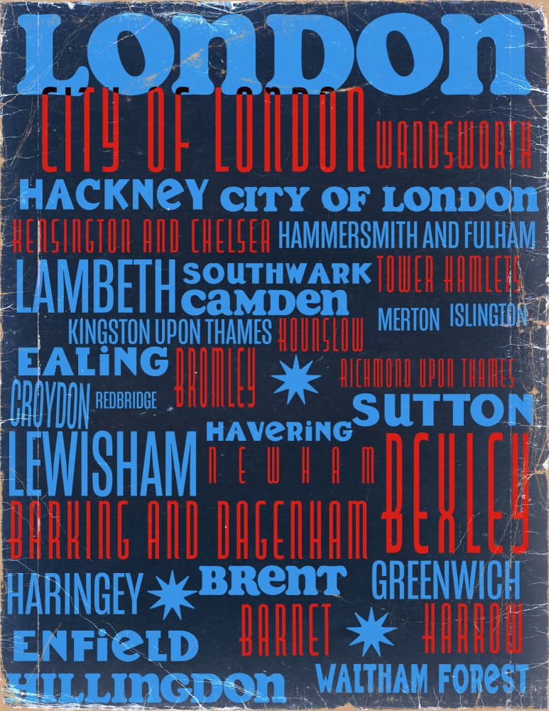 London City Typography by Nicholas — canvas wall art