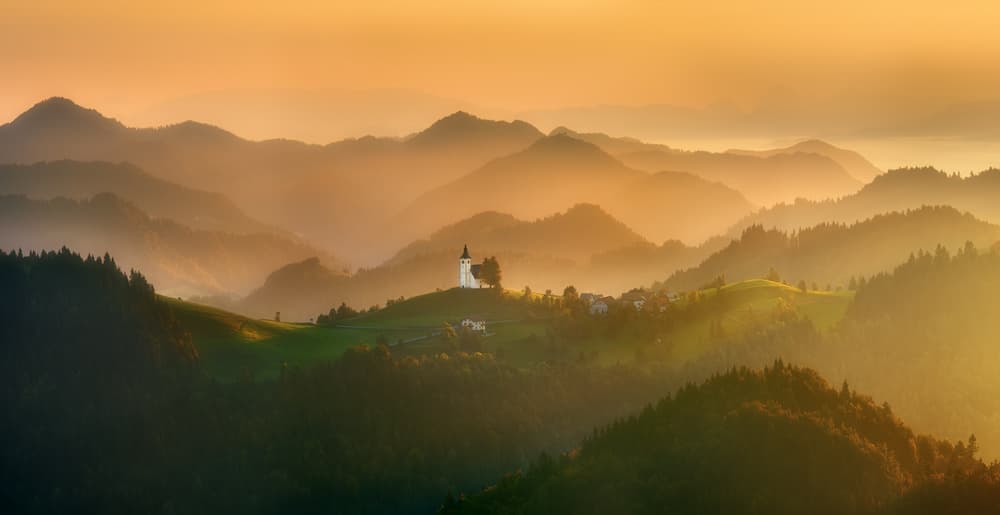 Misty Mountain Church by Krzysztof Browko — canvas wall art