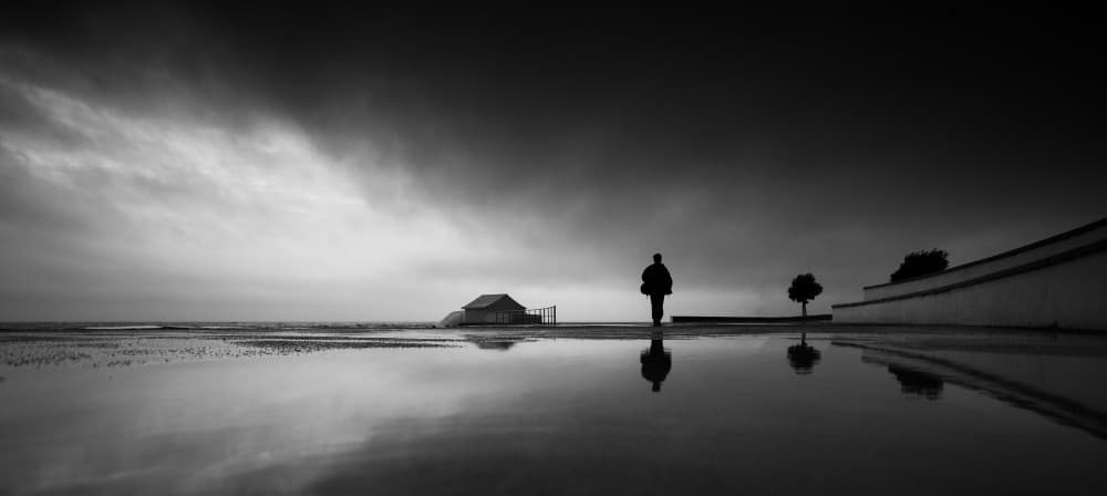 Solitary Beach Reflection by Paulo Nogueira — canvas wall art