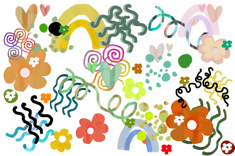 Flowers Love Rainbows Mural by casa cartissi — canvas wall art