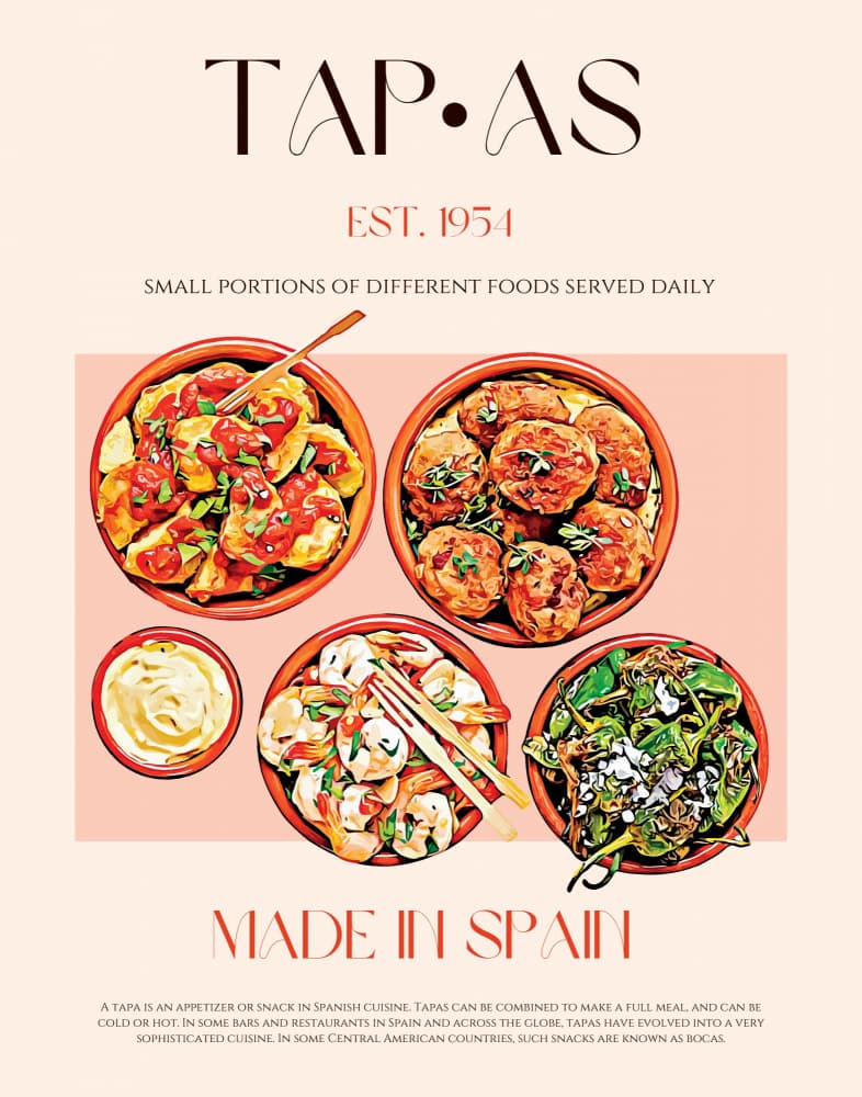 Delicious Spanish Tapas by Nazma Khokhar — canvas wall art