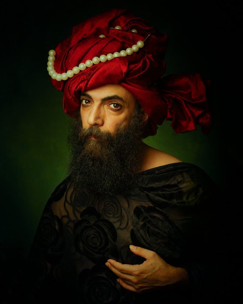 Regal Man Red Turban by Mehdi Mokhtari — canvas wall art