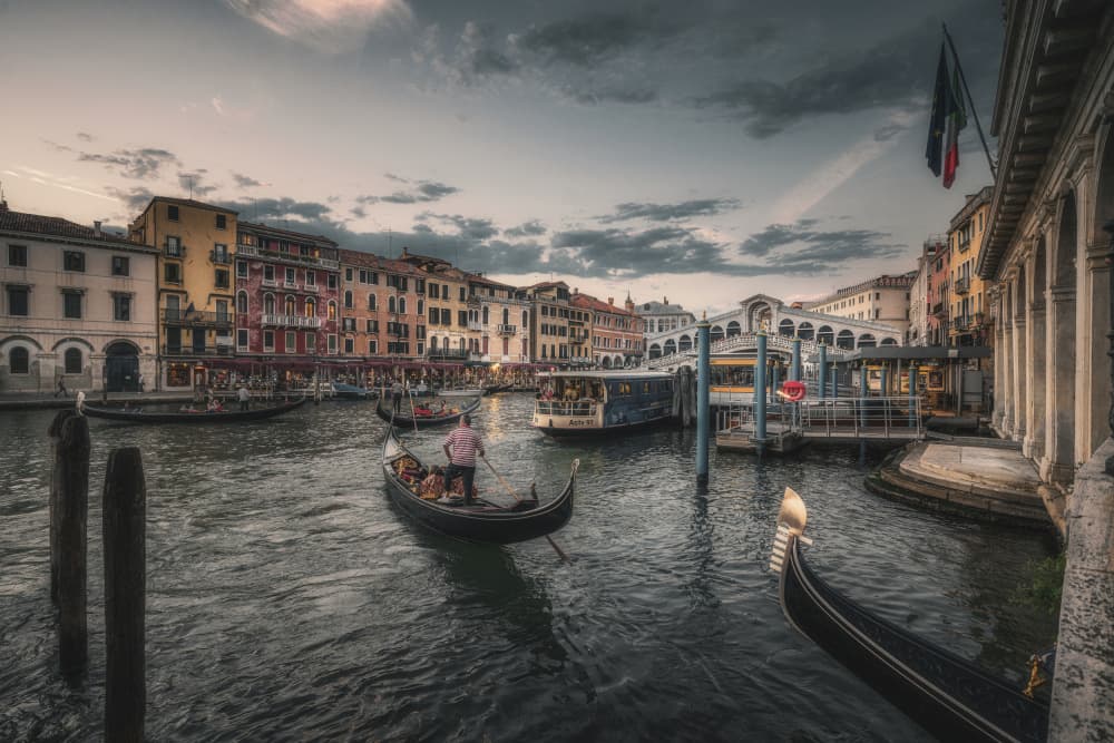 Venice Grand Canal Evening by Oskar Baglietto — canvas wall art