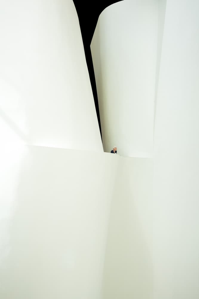 Lone Figure White Architecture by Wayne Pearson — canvas wall art