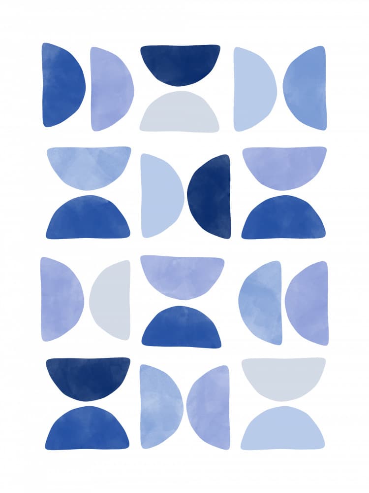 Serene Geometric Blues by Elena Ristova — canvas wall art