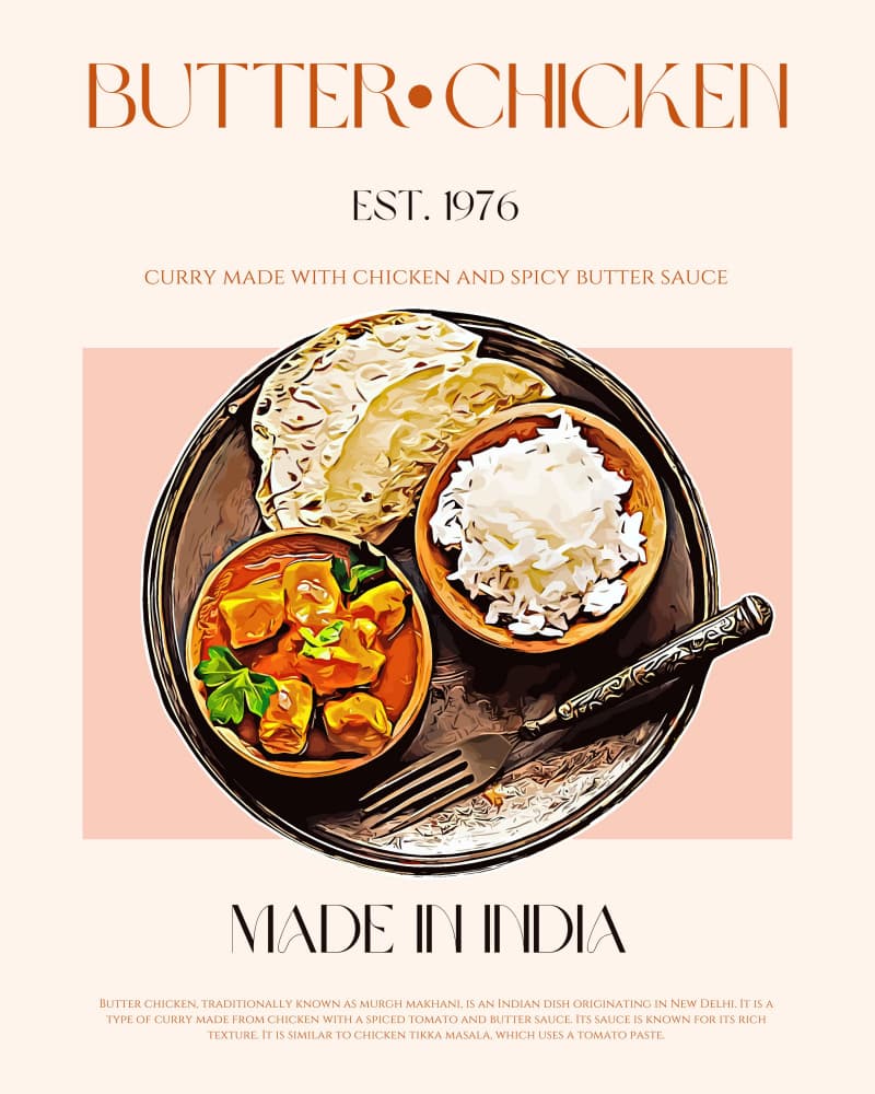 Vintage Butter Chicken by Nazma Khokhar — canvas wall art