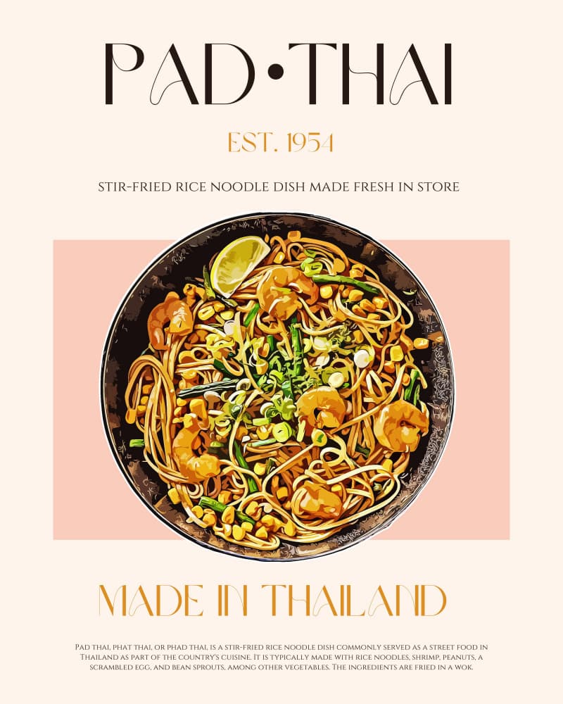 Classic Pad Thai Noodles by Nazma Khokhar — canvas wall art