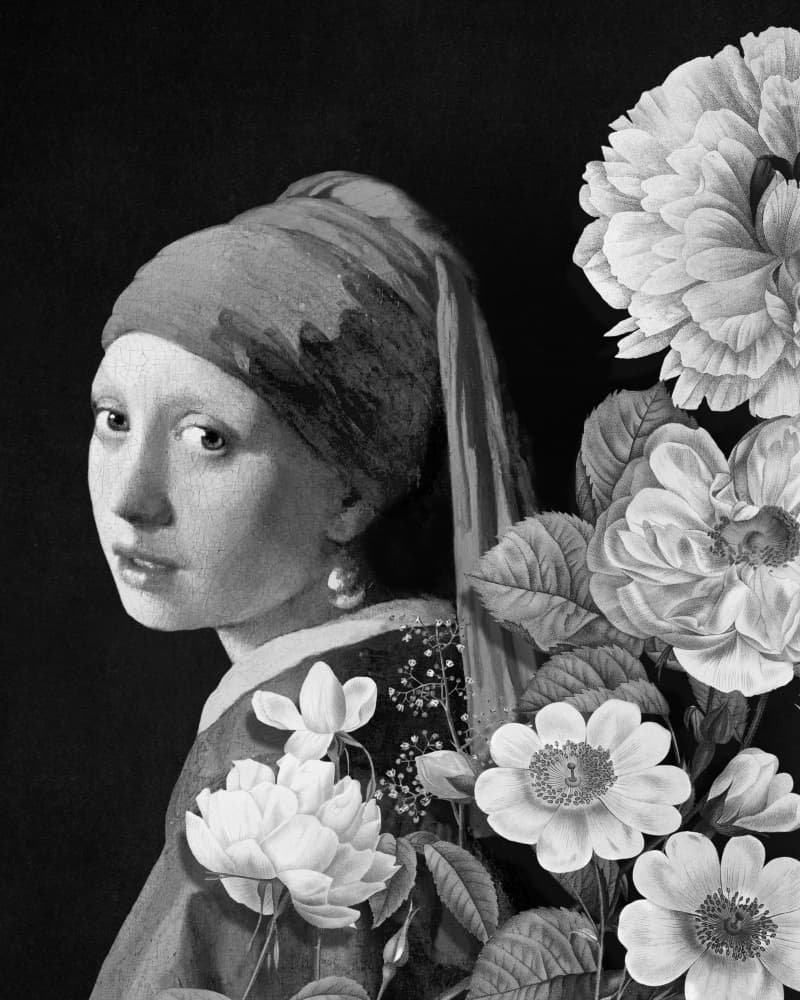 Elegant Floral Portrait by Marja van den Hurk — canvas wall art
