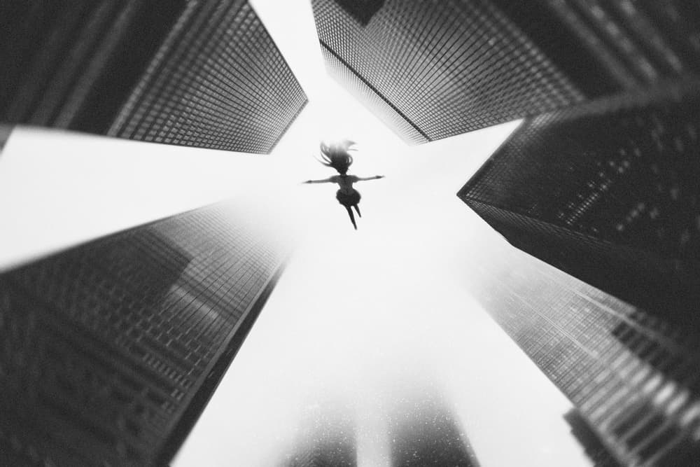 Surreal City Flight by Pristine Clothes — canvas wall art