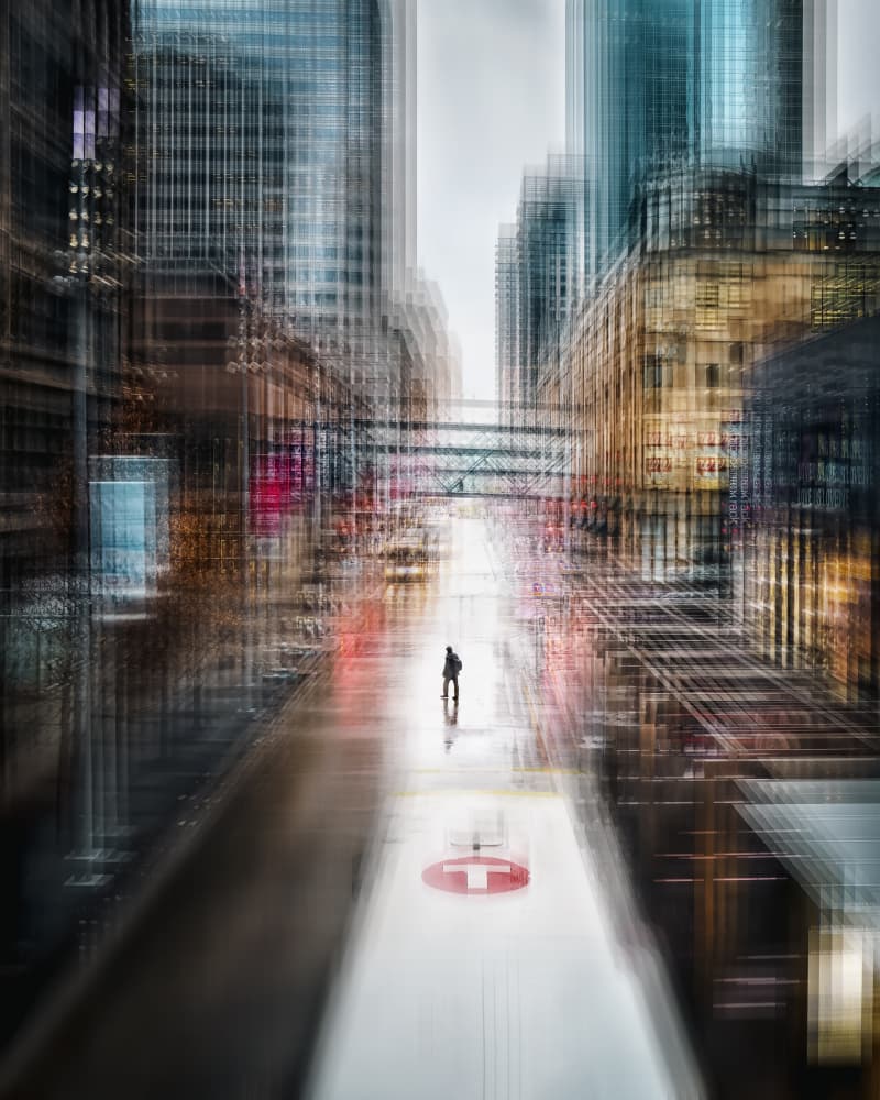 Blurred Urban Solitude by Leah Guo — canvas wall art