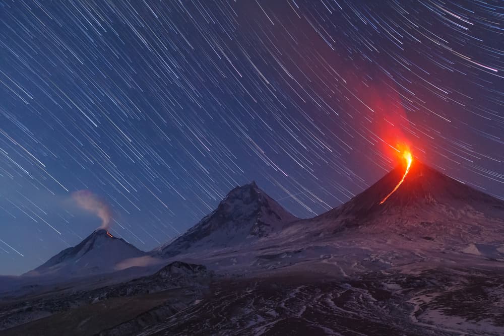 Fiery Night Mountains by Denis Budkov — canvas wall art