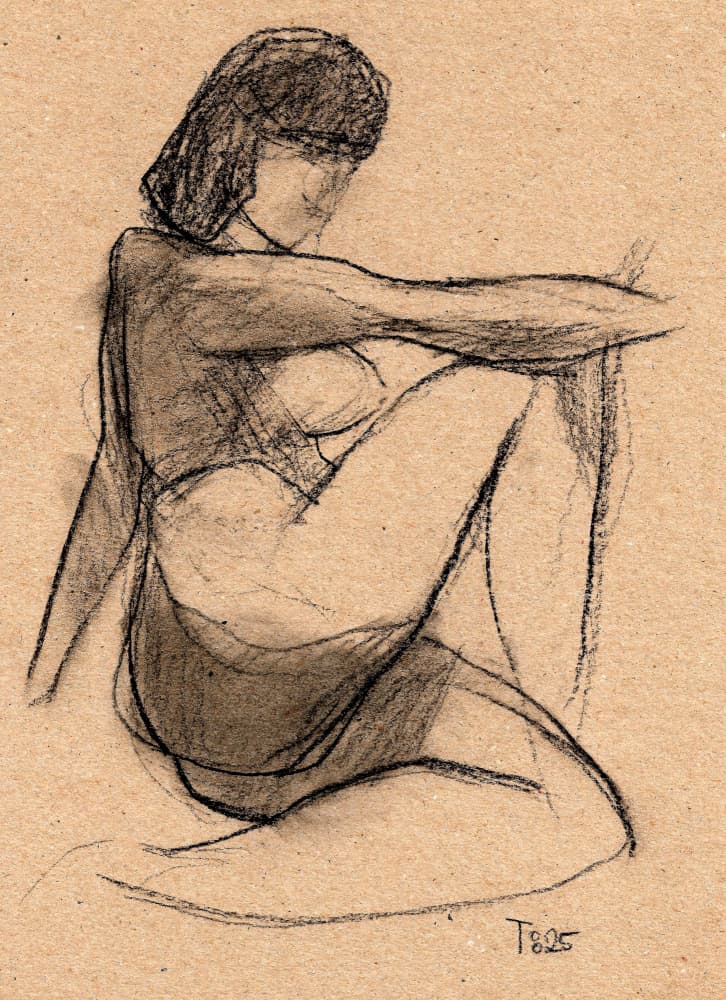 Contemplative Figure Sketch by Tore Bahnson — canvas wall art