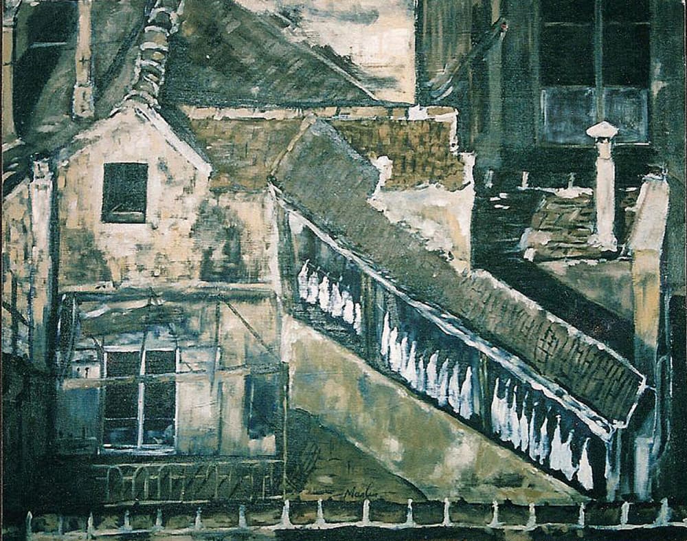 Urban Rooftop Laundry by Pascal Marlin — canvas wall art