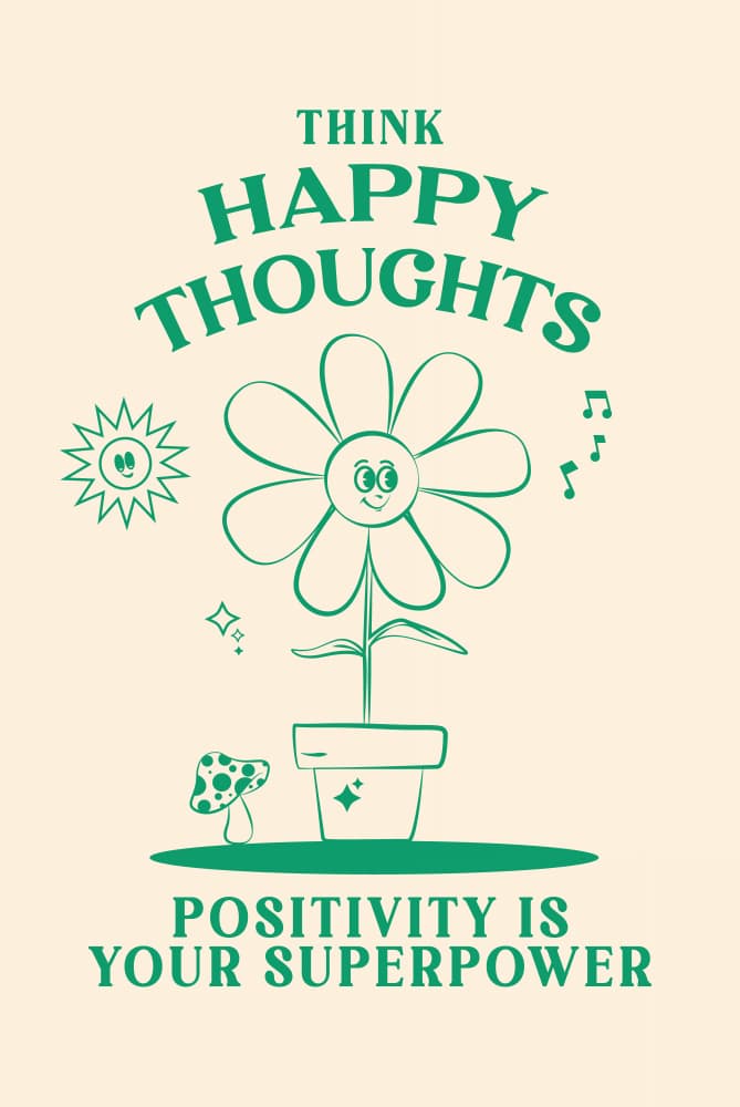 Think Happy Thoughts Flower by Oju Design — canvas wall art