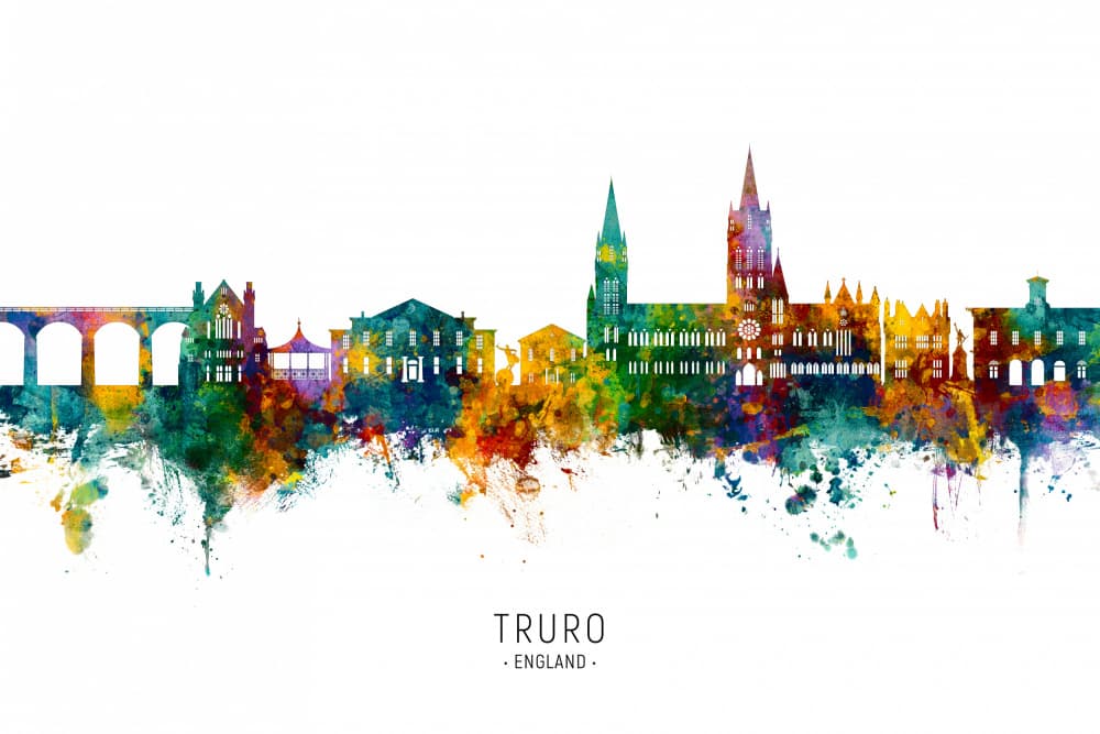 Vibrant Truro Cityscape by Michael Tompsett — canvas wall art